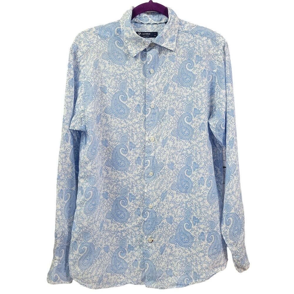 Cremieux Men's Linen Paisley Button Front Shirt Size‎ M